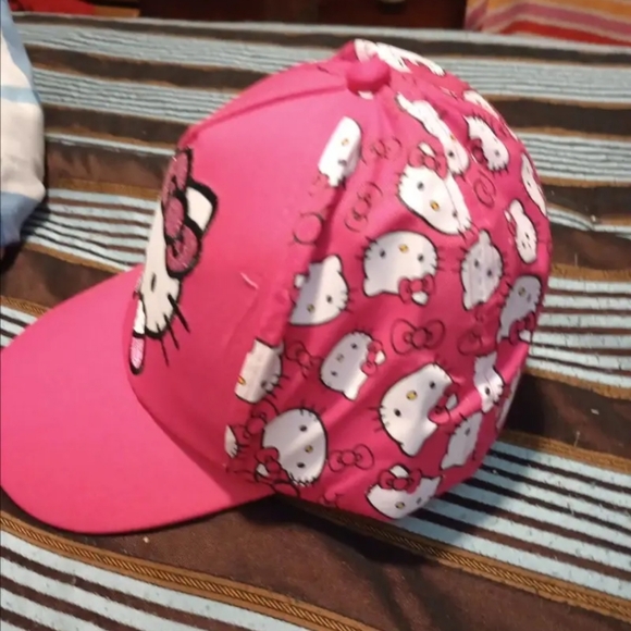 Hpt pink polka dot childrens adjustable Hello Kitty cat baseball cap hat - Picture 2 of 3